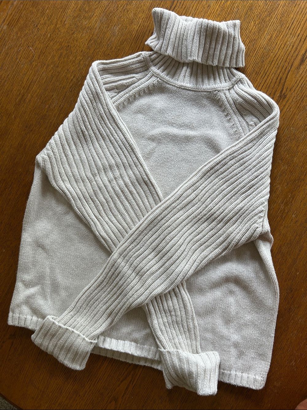 JEANNE PIERRE Cream Ribbed Turtleneck Sweater